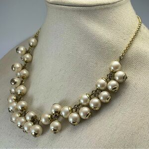 J Crew Necklace Gold Tone Faux Pear Cha Cha Statement Bridal Classic Boho Funky